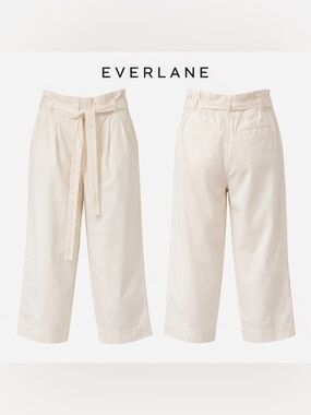 Everlane Women's Beige Organic Cotton Wide-Leg Pants Size XL